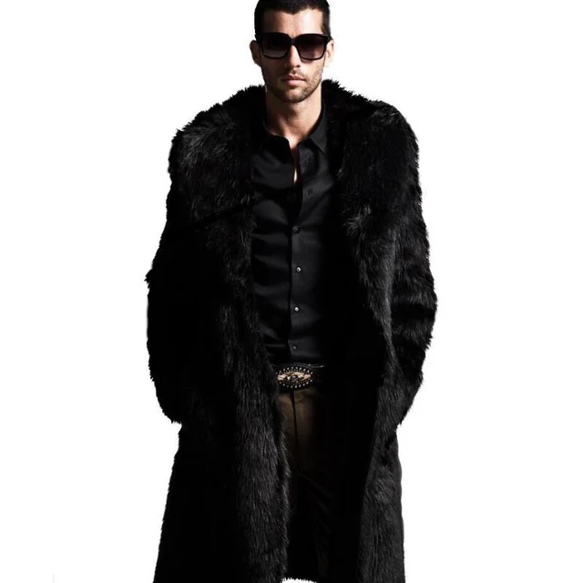 Aliexpress.com : Buy New 2018 winter men faux fur coat Black long ...