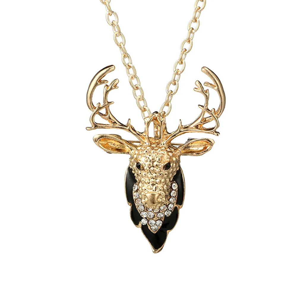Buy Pendant Necklace Women Mens Hot Crystal Elk Deer Head Rhinestone Pendant