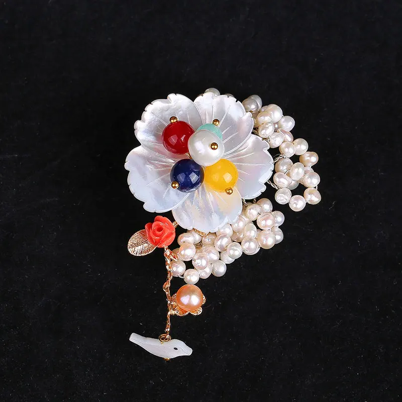 

Korea imported brooch corsage natural agate pearl large crystal brooch pendant natural stone female accessories gift dual use