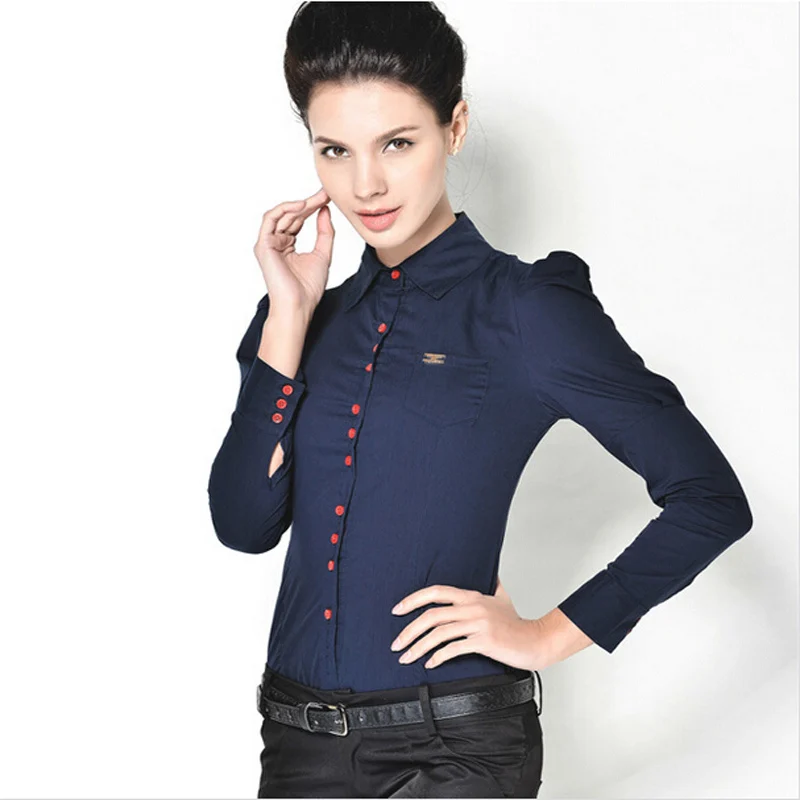 Новая модная элегантная рубашка из хлопка с длинным рукавом и пуговицами, темно-синяя, белая, красная, S-3XL, SY0095, размера плюс