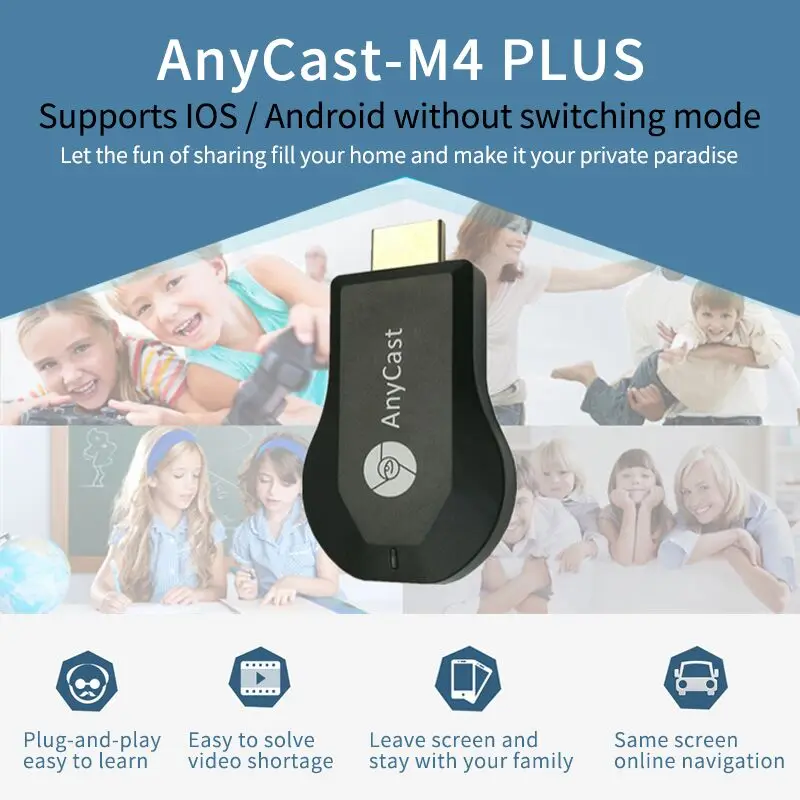 1pcs Anycast m4plus Chromecast 2 mirroring multiple TV stick Adapter Mini Android Chrome Cast HDMI WiFi Dongle 1080P newest