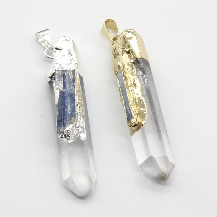 

100-Unique 1 Pcs Charm Irregular Shape Natural Rock Crystal Blue Gray Quartz Pendant For Christmas Gift