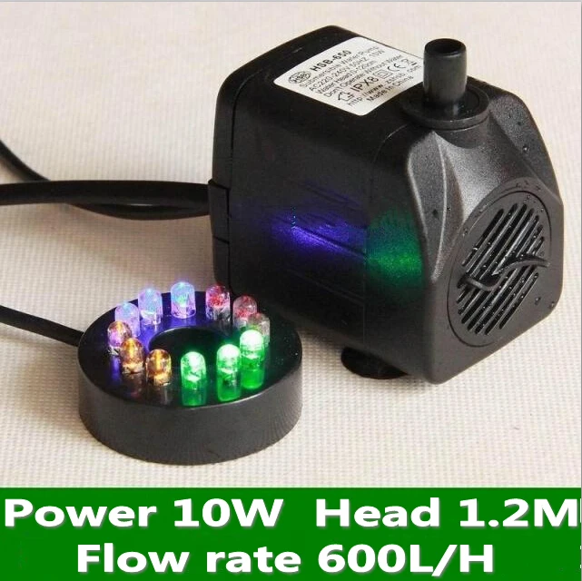 

AC 220V 10W Submersible Water Pump With 12 LED lights 220-240V 600L/H For Aquarium Fish Tank Pond Fountain EU plug