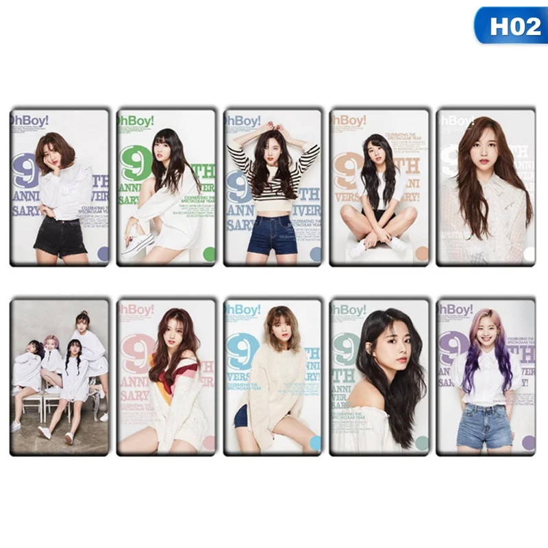 

10 Pcs/set New Fashion TWICE Mini 6th Ablum Yes Or Yes Sticky Crystal Photo Card Photograph Card Stickers