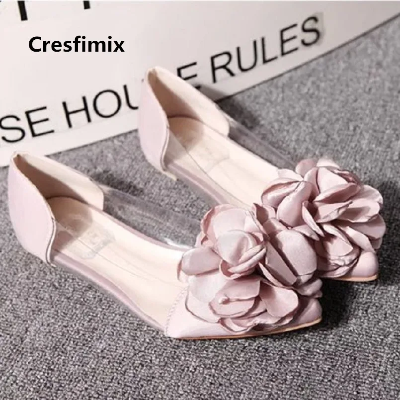 

Cresfimix zapatos planos de mujer women fashion soft comfortable slip on flat shoes lady sweet floral sexy wedding shoes a3597
