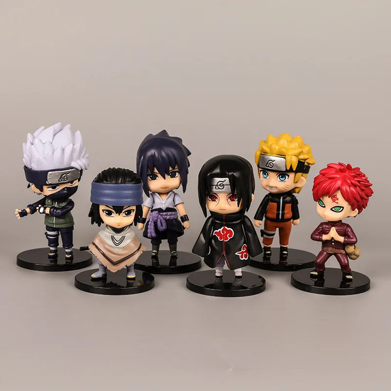 

6 PCS/Lot Japanese Anime Naruto Hatake Kakashi Uchiha Sasuke Action Figure Toy Cartoon Naruto Display Model Jouet Children Gift