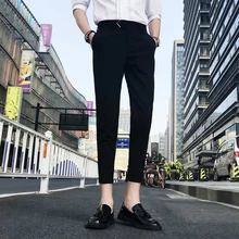 2018 Summer New Slim Cone Gentleman Stripe Feet Nine Business Casual Pants Personality Fashion Classic Influx Urban Hair Stylist