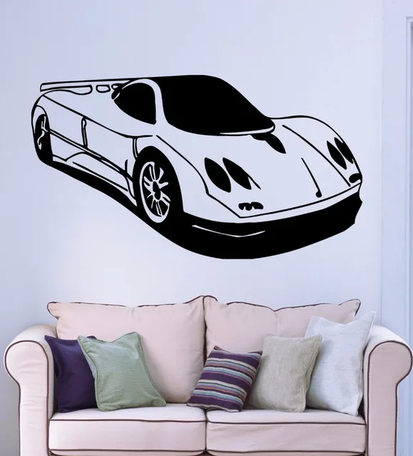 Car Wall Sticker Sports Car Race Rally Coolest Garage Mural Wall