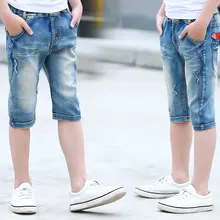 Для детей 4, 6, 8, 10, 12, 13 лет, Короткие штаны для мальчиков, стильные синие джинсовые штаны до колена для мальчиков, летние шорты для маленьких мальчиков, Новое поступление года
