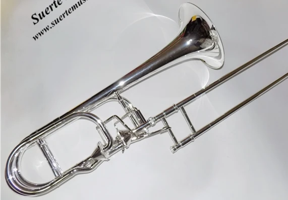 Bb/F/Eb/D тюнинг тромбон Музыкальные инструменты двойной тромбон с Чехол и мундштук - Цвет: Silver plated