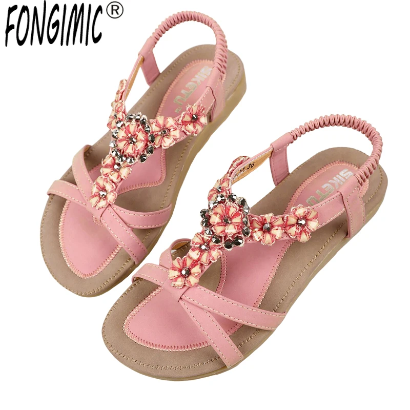 

FONGIMIC Women Summer Sandals Bohemia Flat Shoes Autumn Comfortable Casual Flip Flops Sandals High Quality Beach Sandals Shoes
