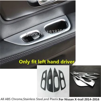 

For Nissan X-Trail Xtrail T32/Rogue 2014 2015 2016 ABS Chrome Door Window Glass Switch Panel Cover Trim Frame Armrest Hoods 4pcs