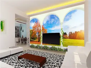 

3d wallpaper photo wallpaper custom mural living room rome column arch grassland painting sofa background wallpaper for walls 3d