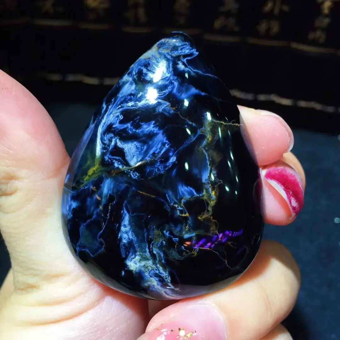 

Certificate Genuine Natural Blue Pietersite Pendant Woman Man 49.8x38x10.7mm Water Drop Bead Namibia Fashion Jewelry Pendant