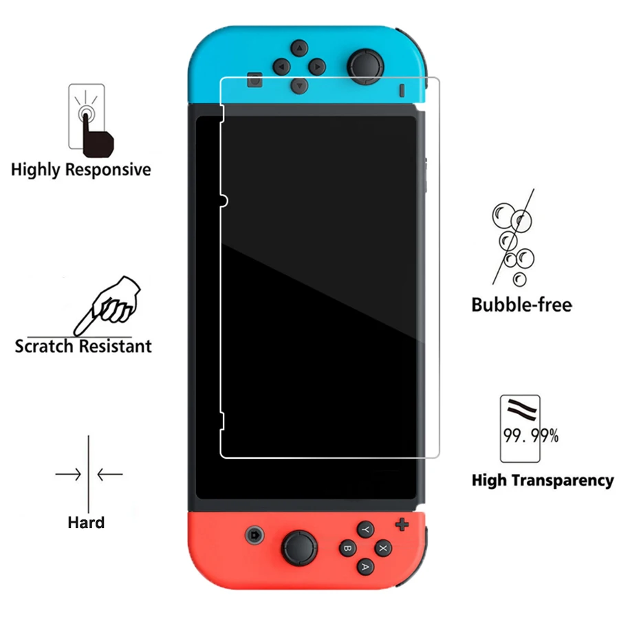 7 In 1 NintendoSwitch Accessories Storage Big Bag& Tempered Glass Film& Crystal Shell& Analog Caps for Nitendo Nintend Switch