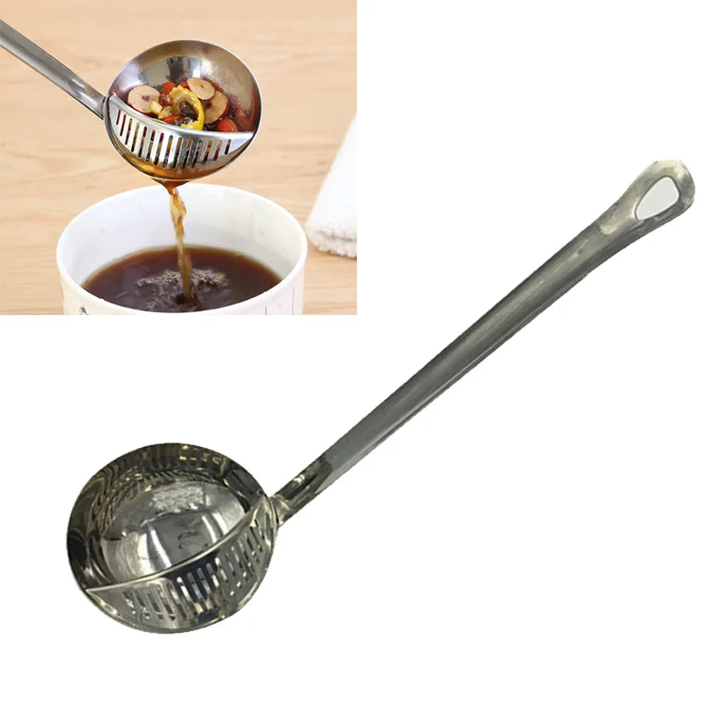 

Hoomall 2 In 1 Stainless Steel Hot Pot Soup Spoon Colander Long-handled Skimmer Fine Mesh Strainer Dinnerware Kitchen Utensils