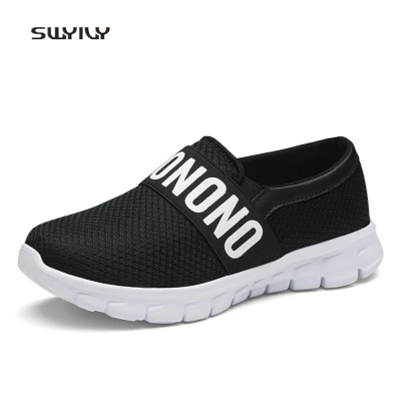 SWYIVY Moman Running Shoes Mesh Breathable Ultra-light Flat Heel 2018 Summer Soft Slip-on Female Sport Shoes Lazy Sneakers