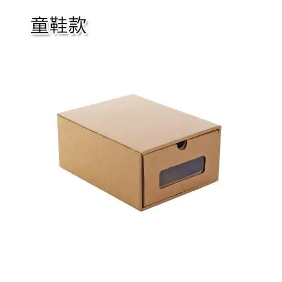 Ящик типа картонная коробка для хранения обуви крафт-бумага Органайзер коробка Прямоугольник с прозрачным окном для женщин мужчин детей - Цвет: 19x24.3x11cm