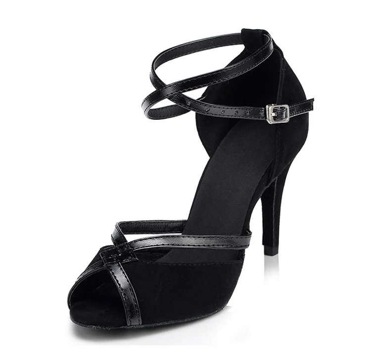 DILEECHI/брендовые черные атласные туфли из флока для латинских танцев; туфли для бальных танцев на высоком каблуке; вечерние туфли для сальсы