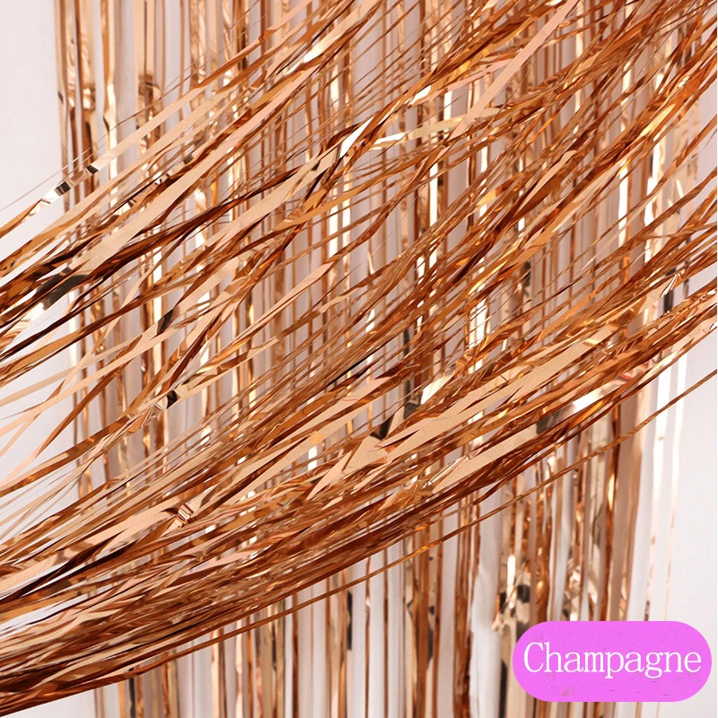

2m Beautiful Tinsel Shimmer Leaf Door curtain background aluminum foil stripe wire curtain birthday party wedding decoration