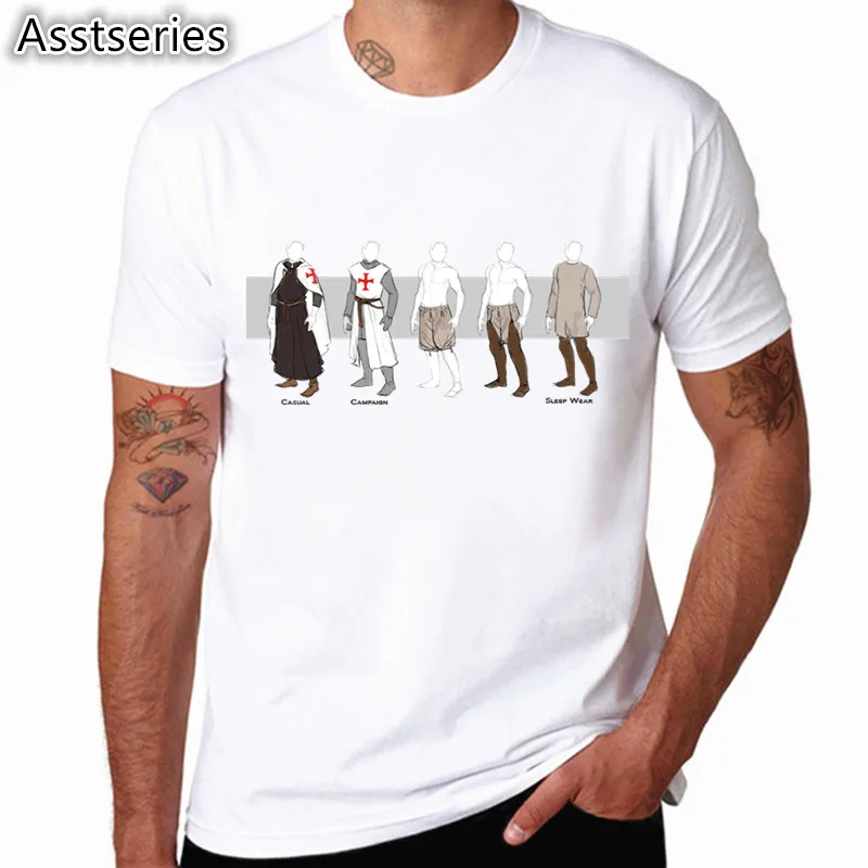 Темплар рыцарь белая футболка с принтом летняя новая мужская футболка с круглым вырезом короткий рукав в стиле хипстер и Свэг Harajuku мужская одежда