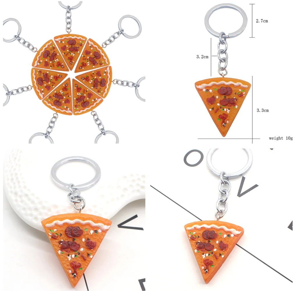 1Pcs Pizza BFF Keychain Food Pizza Key Chain Ring Holder Best Friends