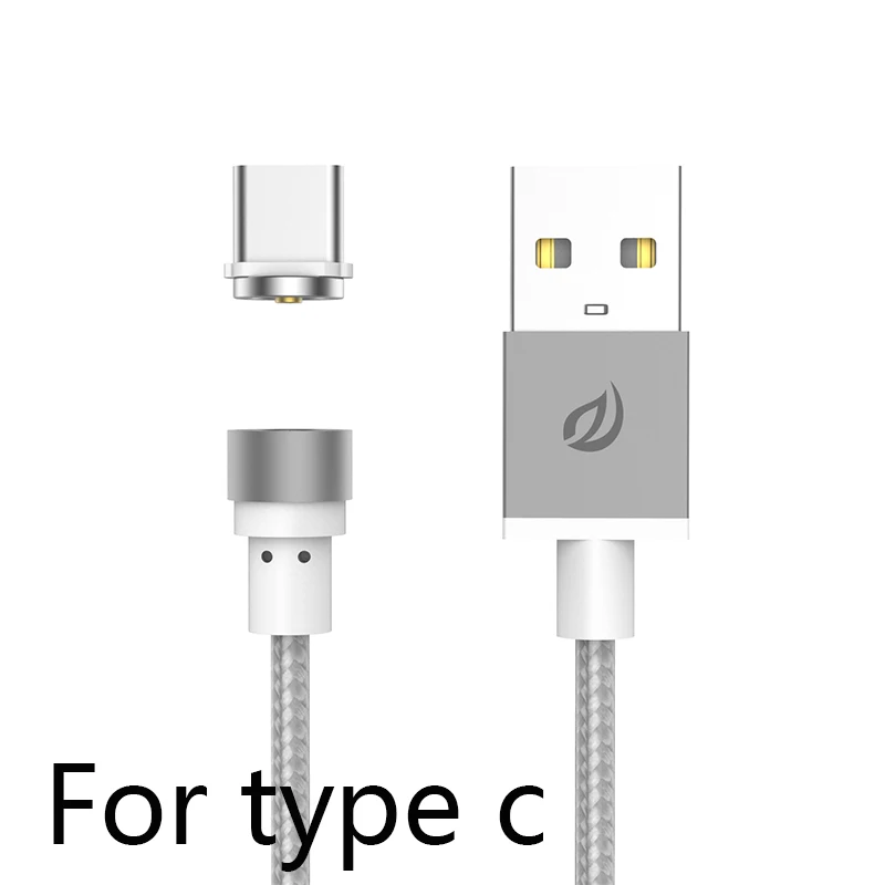 WSKEN Круглый Магнитный кабель, USB C type C Micro USB кабель магнитное зарядное устройство кабели для мобильных телефонов для iPhone 7 8 X USB кабель - Цвет: for type c silver