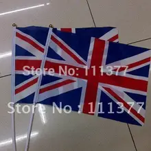 Великобритания Флаги Великобритании 14*21 см полиэстер материал с пластиковыми полюсов используется в столе, спорт и Национальная деятельность