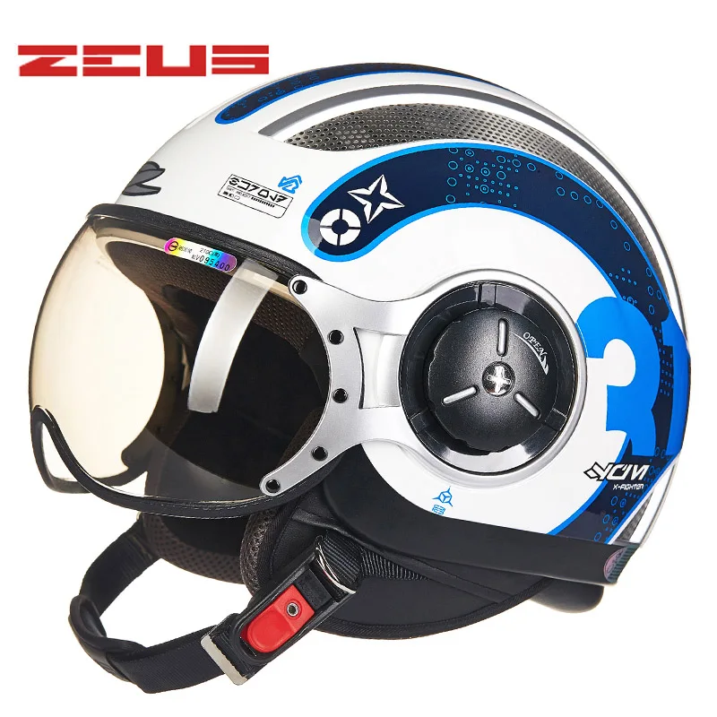 ZEUS женские moto rcycle винтажные мото шлемы мужские Casco moto rbike шлемы DOT ece Ретро велосипед электрический скутер 4 сезона шлем - Цвет: SS1 blue