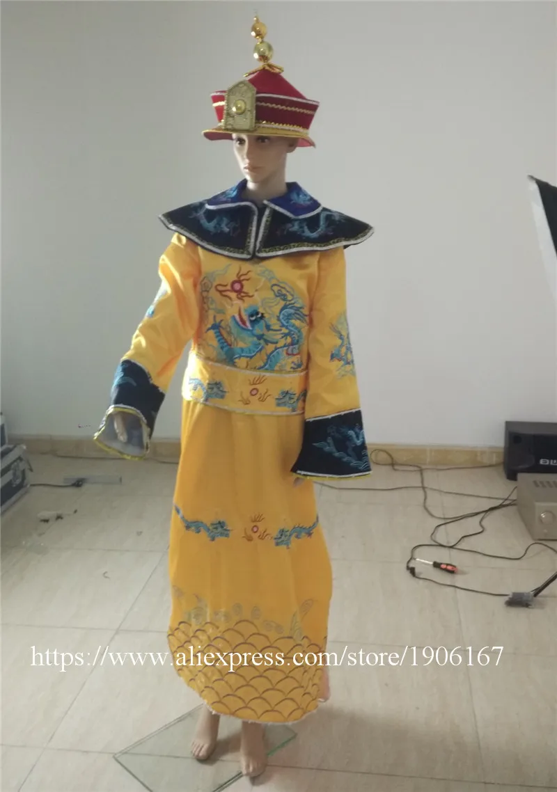 Led Golden Hot Folk Dance Chinese Man Han Clothing Emperor Prince Show Cosplay Suit Costume Minister Traditional Ancient Dress07
