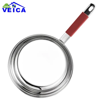 

2020 New Wholesale Stainless Steel Red Silicone handles 24cm Fry Pan Cooking Tools Cookware Kitchen