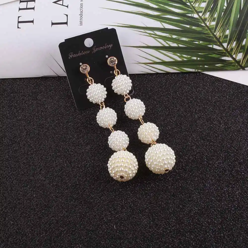 JIOFREE Long simulated pearl Clip on Earrings No Pierced for Girl Party Needn't Ear Hole Earrings Korea Style ear clip earrings,clip earrings,ear clip