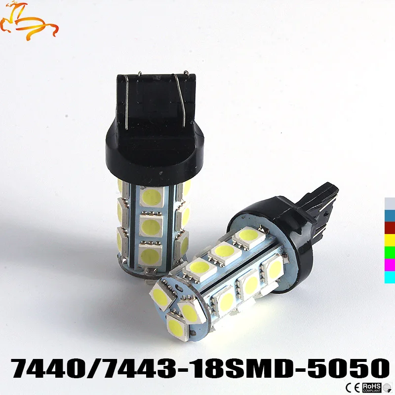 10x Blanc/Rouge/Jaune/Vert/Ambre 7443 T20 18 SMD 5050 Светодиодный Ampoule lampe entral Voiture Sourse Lumiere Clignotant Feu de Recul |