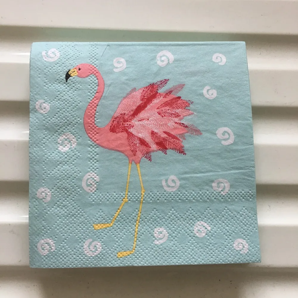 

25cm decoupage paper napkin wedding blue elegant tissue cute animal bird pink flamingo handkerchief birthday party serviettes