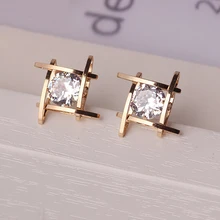 Модные Роскошные Романтические Золотые/Серебряные стразы, кружевные квадратные серьги-гвоздики с кристаллами, подарки для женщин, ювелирные изделия Brincos Bijoux