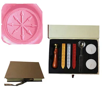 

Vintage Arrows Darts Compass Custom Picture Logo Wedding Invitation Wax Seal Sealing Stamp Sticks Melting Spoon gift Box Set
