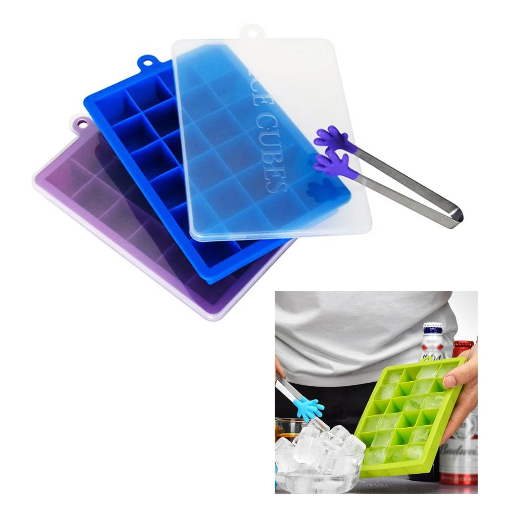 

Ice cube trays 24 Silicone Ice Cube Molds with Removable Cover set for Whiskey, juice, Sport Drinks
