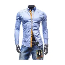Top Simple Men Long Sleeve Casual European Style Mens Shirt White Men Shirt Camisa Dos Homens CHDD-HB-5051