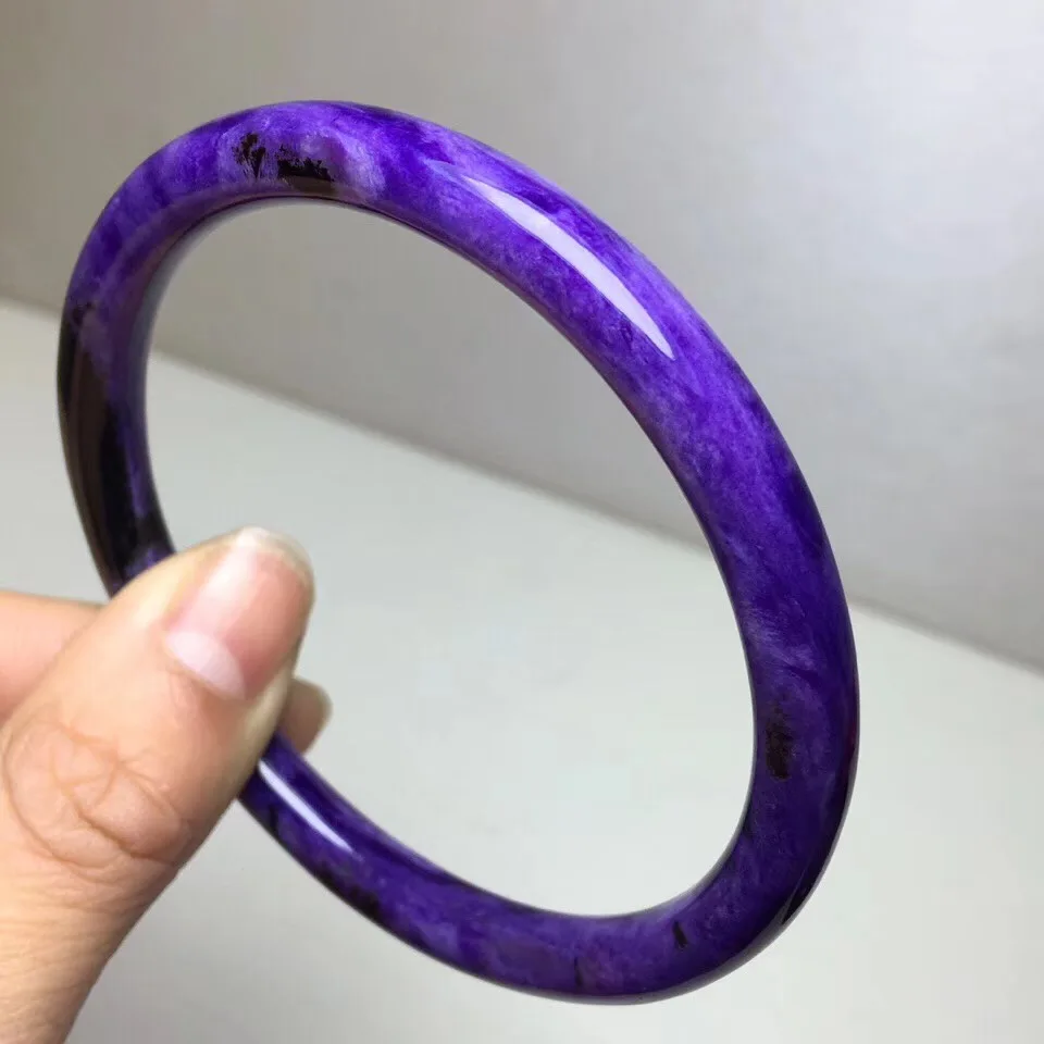 

62.5mm Genuine Natural Purple Charoite Bangles Gemstone Crystal 7.1mm Size For Women Female Gift Fashion Bangle Certificate