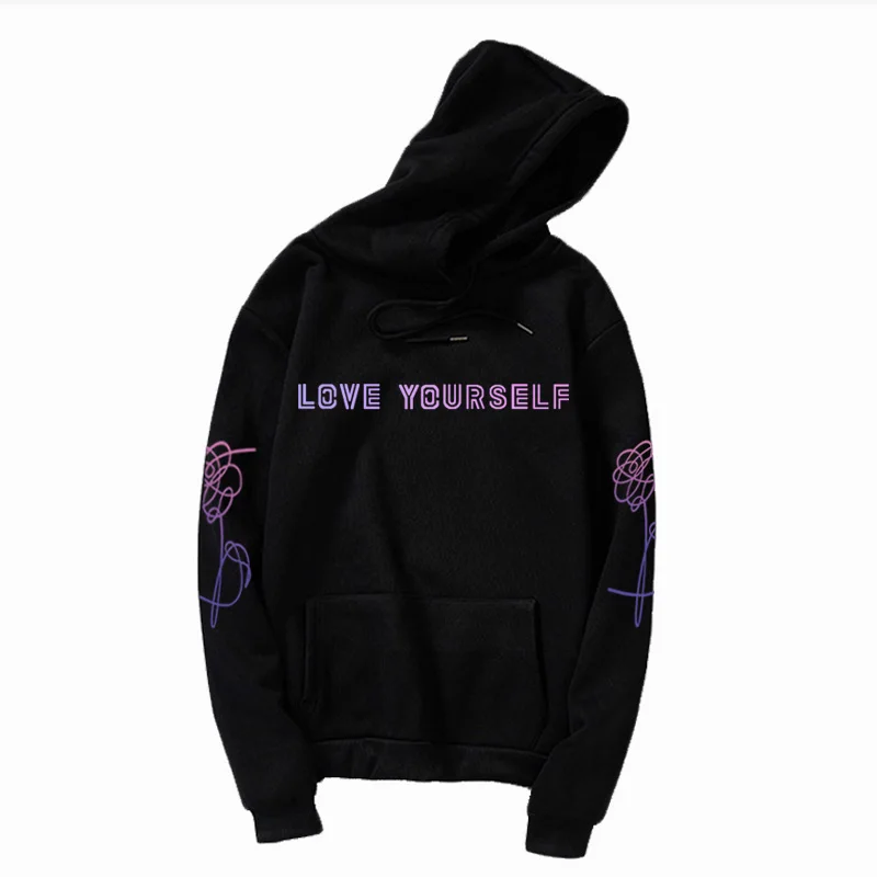 Love Yourself Sweatshirt, Epiphany Love Yourself Kim Seokjin Sweatshirt, Love Yourself hoody, army Answer Idol Hoodie - Цвет: black 2