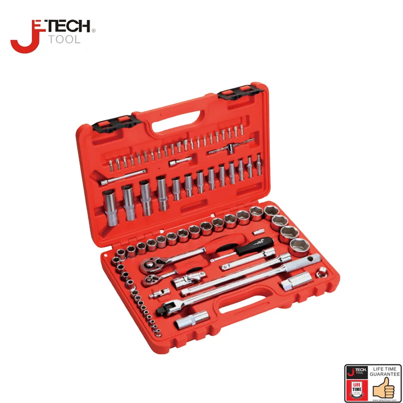 Jetech 79pcs 1/4" 1/2" dr. metric combination hand tool car wrench set
