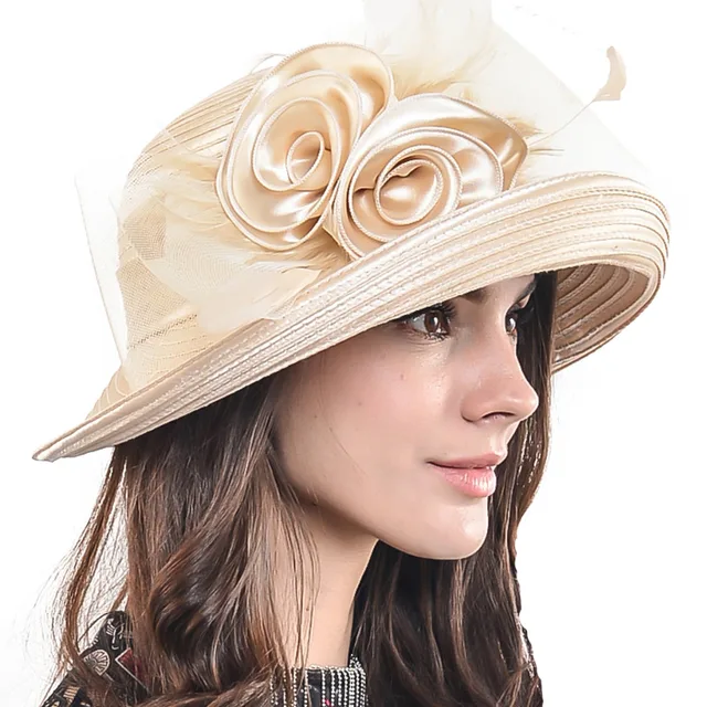 Hisshe Women Kentucky Derby Tea Party Hat Elegant Female Fl And Hisshe Women Kentucky Derby Tea Party Hat Elegant Female Fl And Feather Church Wedding Dress