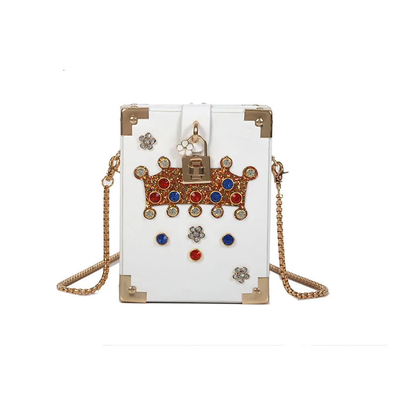 

Personality Creative Retro Small Box Bag New Mini Chain Shoulder Bag Lock Shaped Box Bag