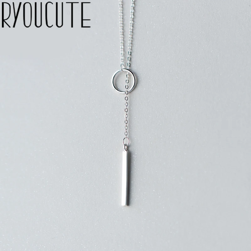 

RYOUCUTE Real Pure 925 Sterling Silver Jewelry Long Line Sweater Chain Necklaces Statement For Women Accessories Kolye Collar