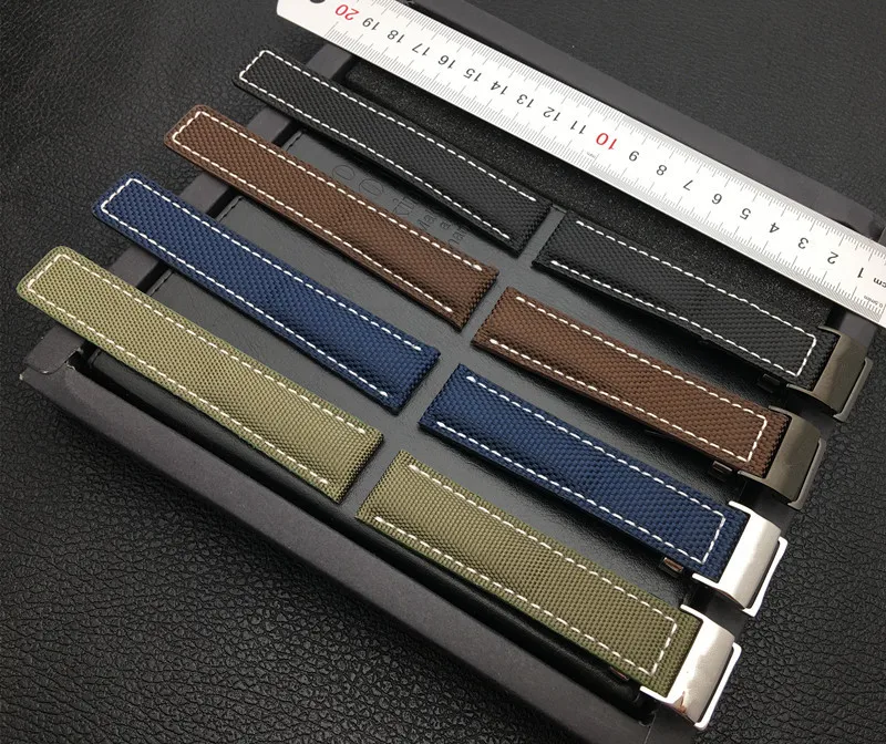

Black Blue Green Brown 22mm Nylon fabric Leather Watchband For Breitling strap for NAVITIMER WORLD Avenger bracelet logo tools