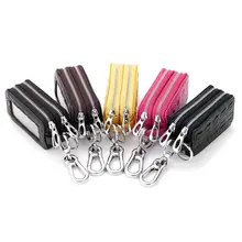 Carkey, двойная молния, для женщин и мужчин, многофункциональный, натуральная кожа, сумка, держатель для ключей, брелоки, кошелек для монет, кошелек, WF 668