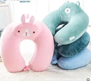 

cartoon plush pink/blue rabiit u-shaped pillow stuffed memory travel pillow office nap pillow cushion