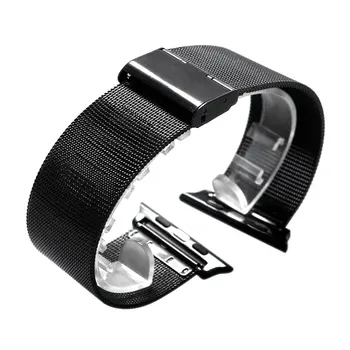 

Black Stainless Steel Mesh Band Bracelet for Apple Watch 38mm 42mm Watchband for iWatch Milanese Loop with Connector Adapter