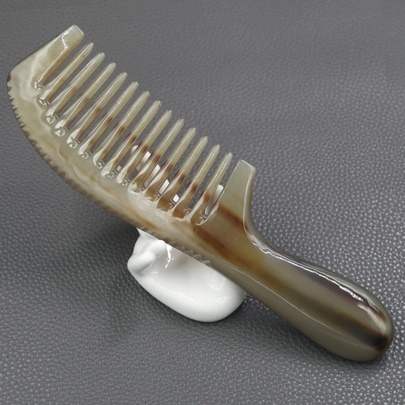 Ширина зубная расческа-натуральный Рог яка расческа Антистатическая расческа для волос Расческа для завивки волос