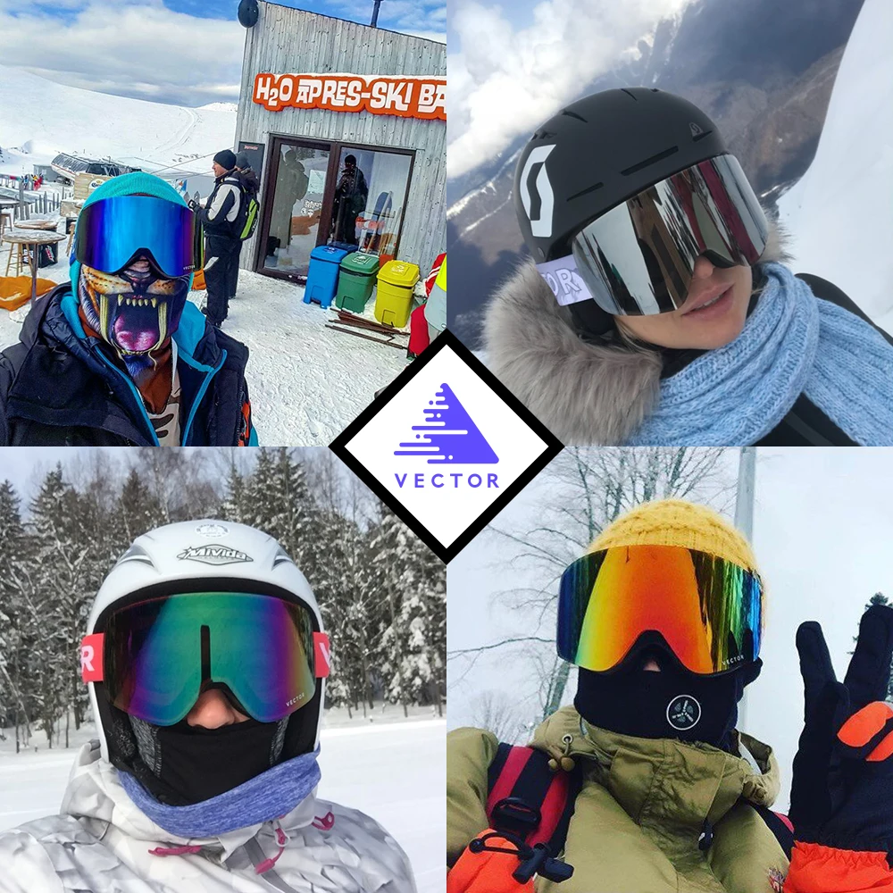  VECTOR Brand Professional Ski Goggles Men Women Anti-fog 2 Lens UV400 Adult Winter Skiing Eyewear S